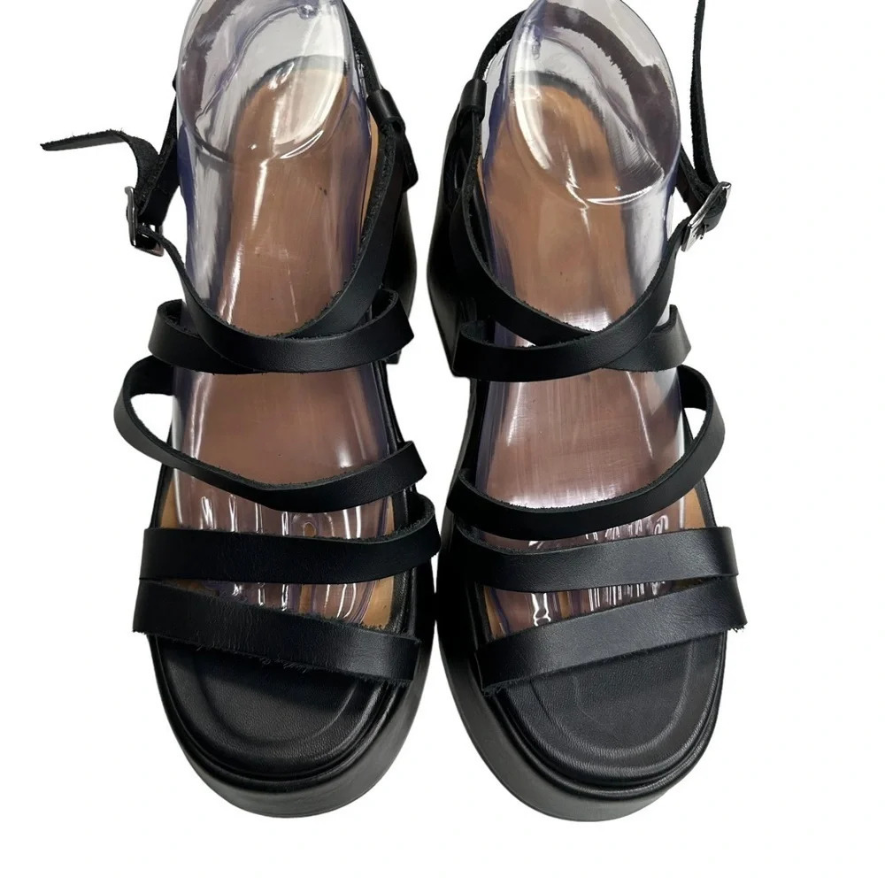 Ganni Women's Leather Platform Wedge Sandals   Sz: 11 - Picture 5 of 10